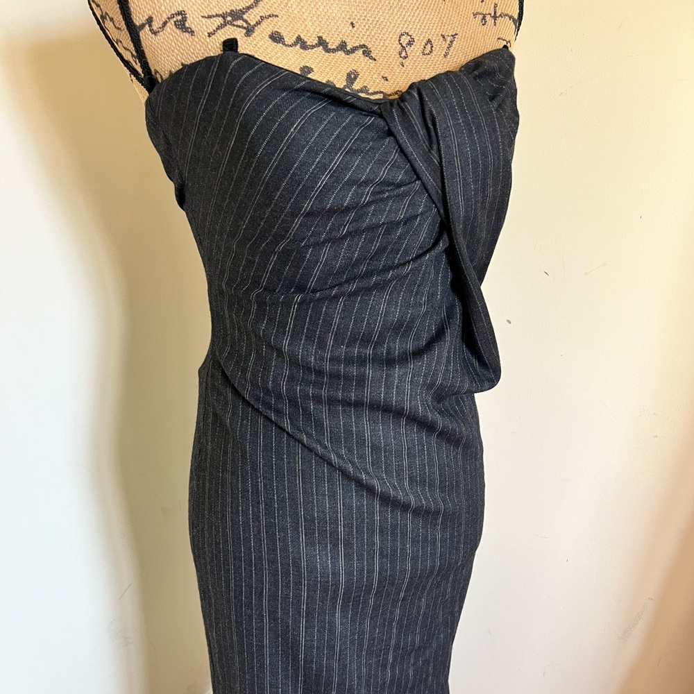 🖤SOLD🖤 Dolce & Gabbana DRESS STRETCH PINSTRIPE BUILTIN CORSET size 40 US 4 - Picture 6 of 16